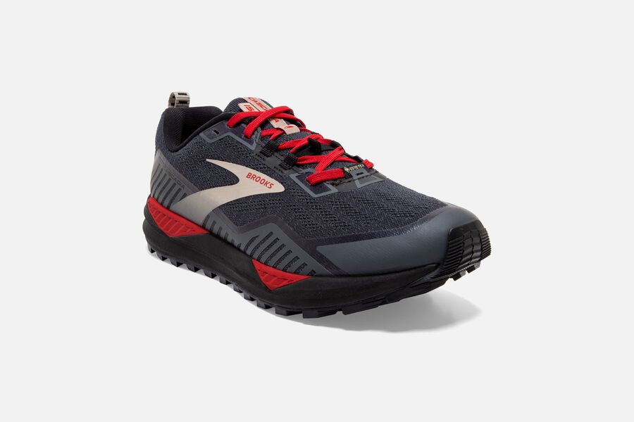 Cascadia 15 GTX Trail Brooks Running Shoes NZ Mens - Black/Red - XRZTEO-634